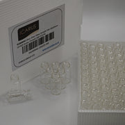 Pack of 100 clear 3 mL glass sample vials in storage trays