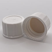 White 18-400 screw cap showing natural PTFE/white silicone septum