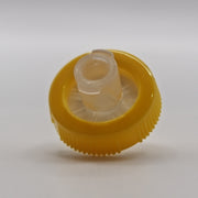 Yellow 13 mm nylon syringe filter showing the polypropylene housing and connector