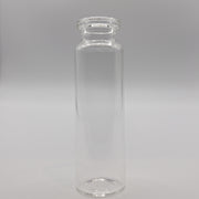 Clear 20 mL headspace vial with a flat bottom and ND20 crimp neck