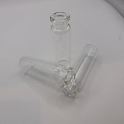 Three clear 20 mL crimp headspace vials showing the open ND20 neck finish