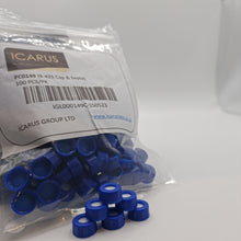 Blue 9-425 Open Top Ribbed Screw Caps with Pre-Slit Septa
