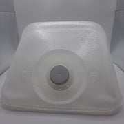 Base of a 5 L collapsible LDPE sampling cubitainer showing the central fitting