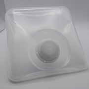 Front view of a natural translucent 5 L collapsible LDPE sampling cubitainer