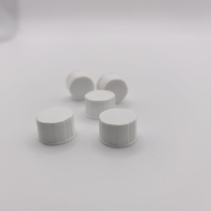 White 13-425 Closed-Top PP Caps with PTFE/Silicone Septa