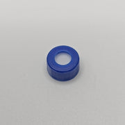 Single blue 9-425 open-top ribbed screw cap with white septum surface