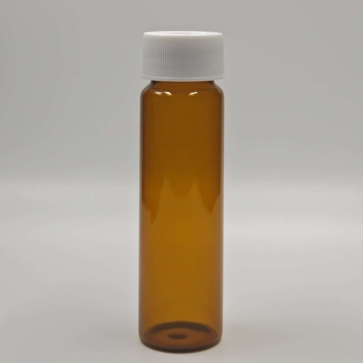 Upright 40 mL amber EPA/TOC vial with white screw cap