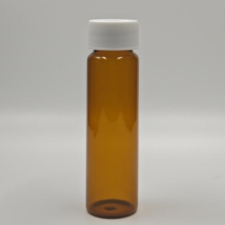 Upright 40 mL amber EPA/TOC vial with white screw cap