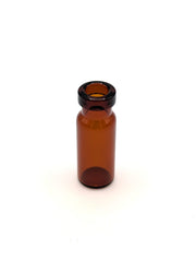 Open 2 mL amber glass autosampler vial showing the ND11 crimp neck
