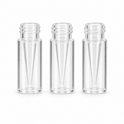Transparent 0.3 mL TPX short-thread micro-vials with conical internal inserts