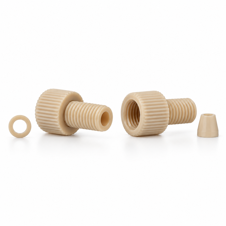 1/4-28 PEEK Fitting for 1/8'' OD Tubing Natural Color, 5pcs/pk – professional product image