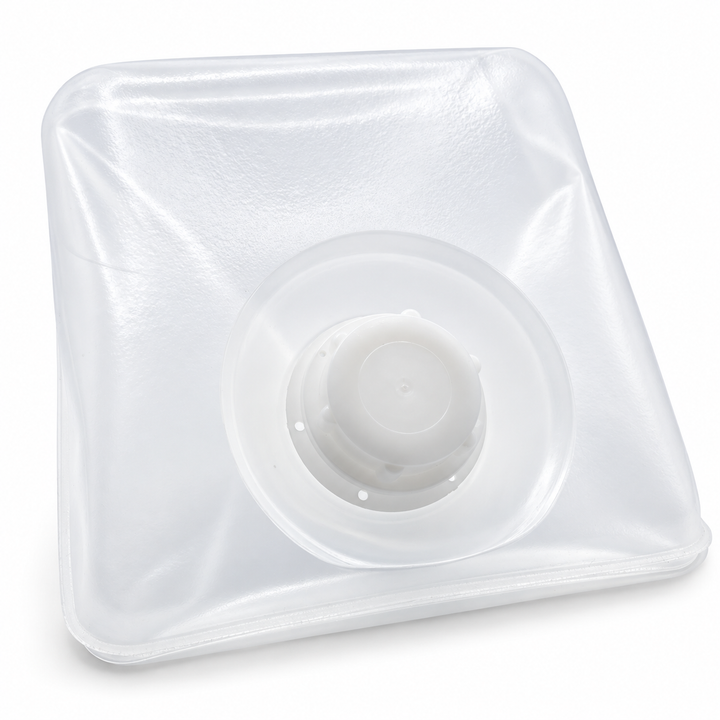 Collapsible LDPE Sampling Cubitainers, 5 L and 10 L, 32 mm Thread on a clean white background