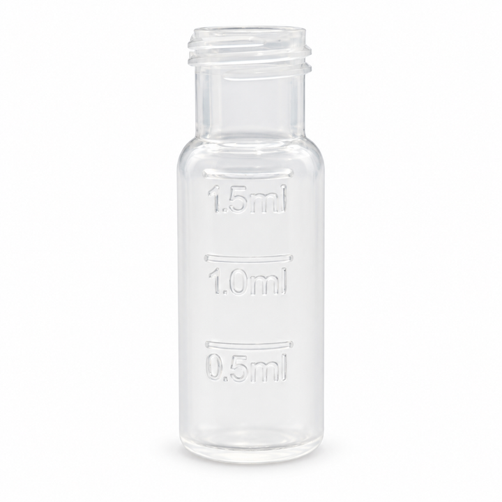 2 mL Clear 9-425 PP Screw Vials with Graduations on a clean white background