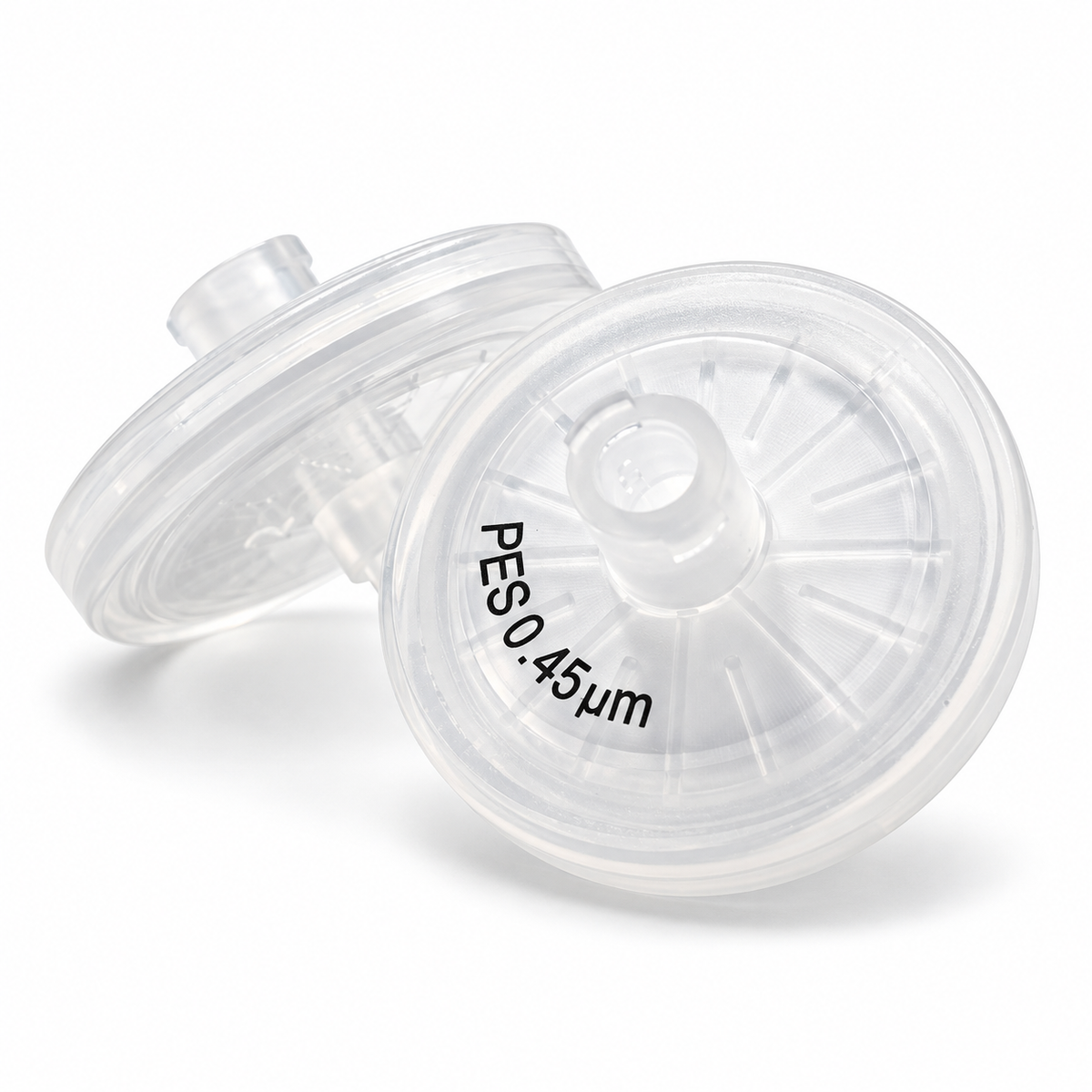 25 mm 0.45 µm PES Non-Sterile Syringe Filters, Pack of 100 on a clean white background