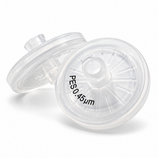 25 mm 0.45 µm PES Non-Sterile Syringe Filters, Pack of 100 on a clean white background