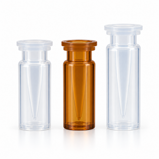 Transparent and amber 11 mm snap-top polypropylene micro-vials