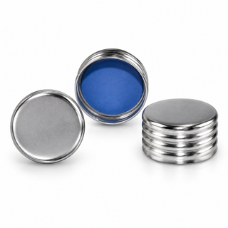Silver 18 mm closed-top metal caps with blue PTFE and white silicone septa