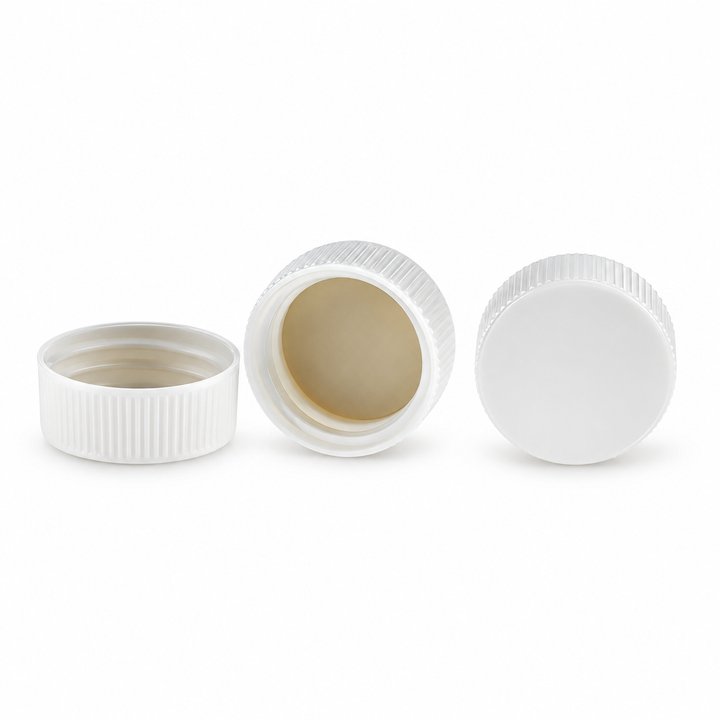24mm Closed-Top PP Caps with PTFE/Silicone Septa, 100pcs/pk – professional product image