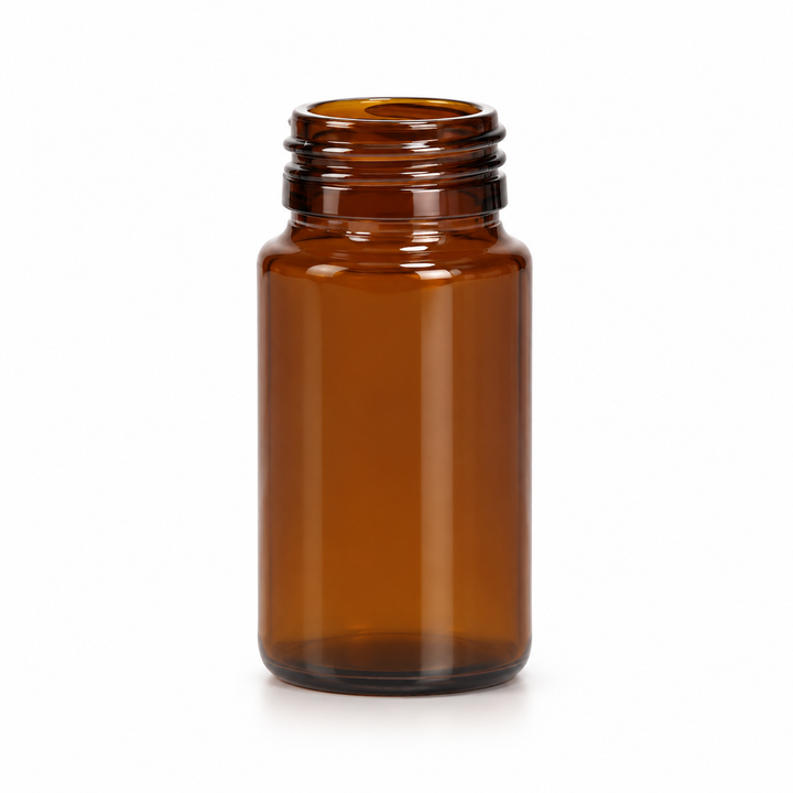 75mL Amber DIN-38 Tamper-Evident Glass Bottle – professional product image