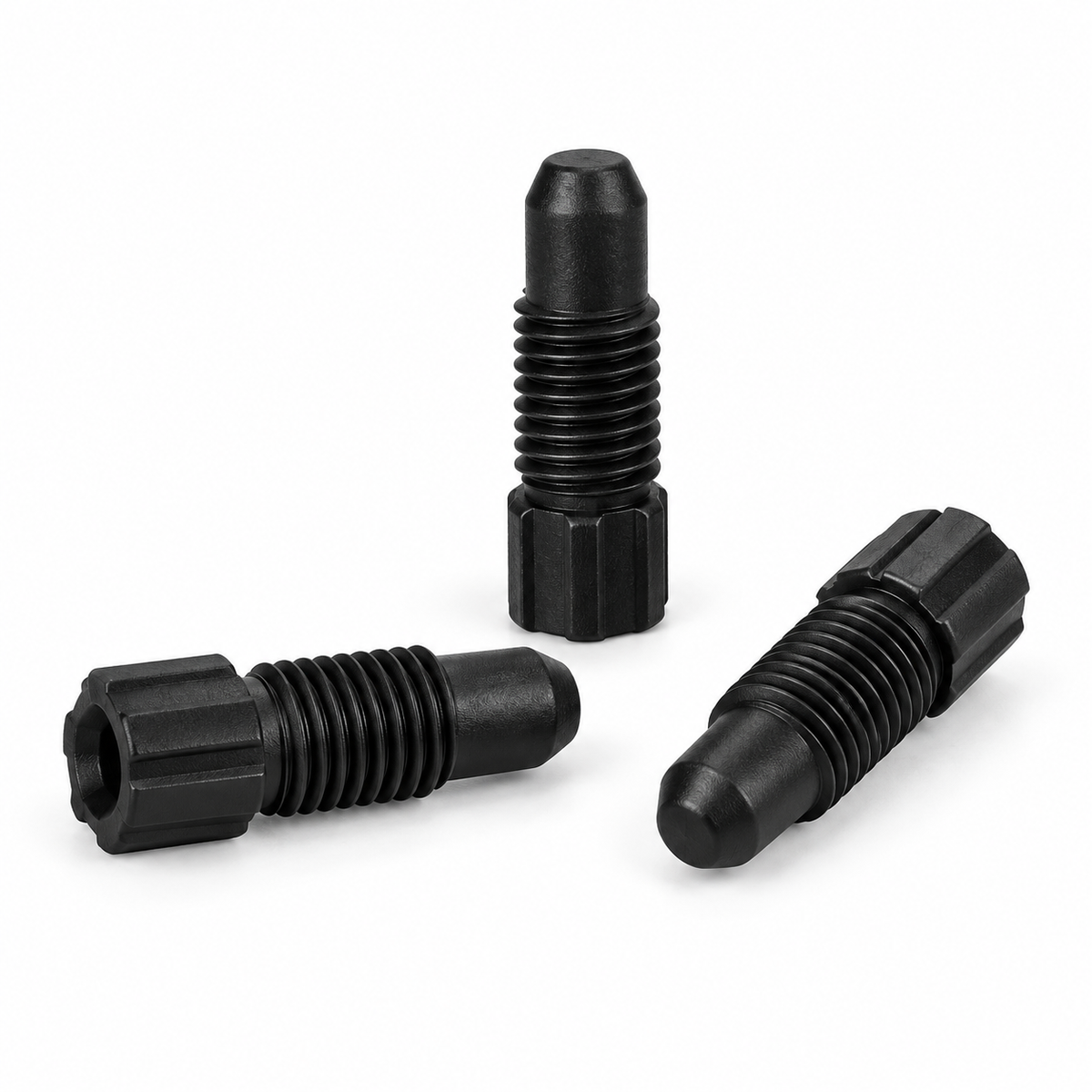 Black 1/4-28 polypropylene blind plugs