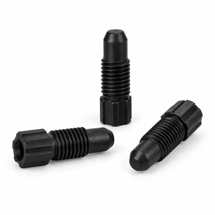 Black 1/4-28 polypropylene blind plugs