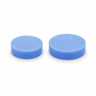 Blue silicone GC septa in 10.8 mm and 12.5 mm sizes