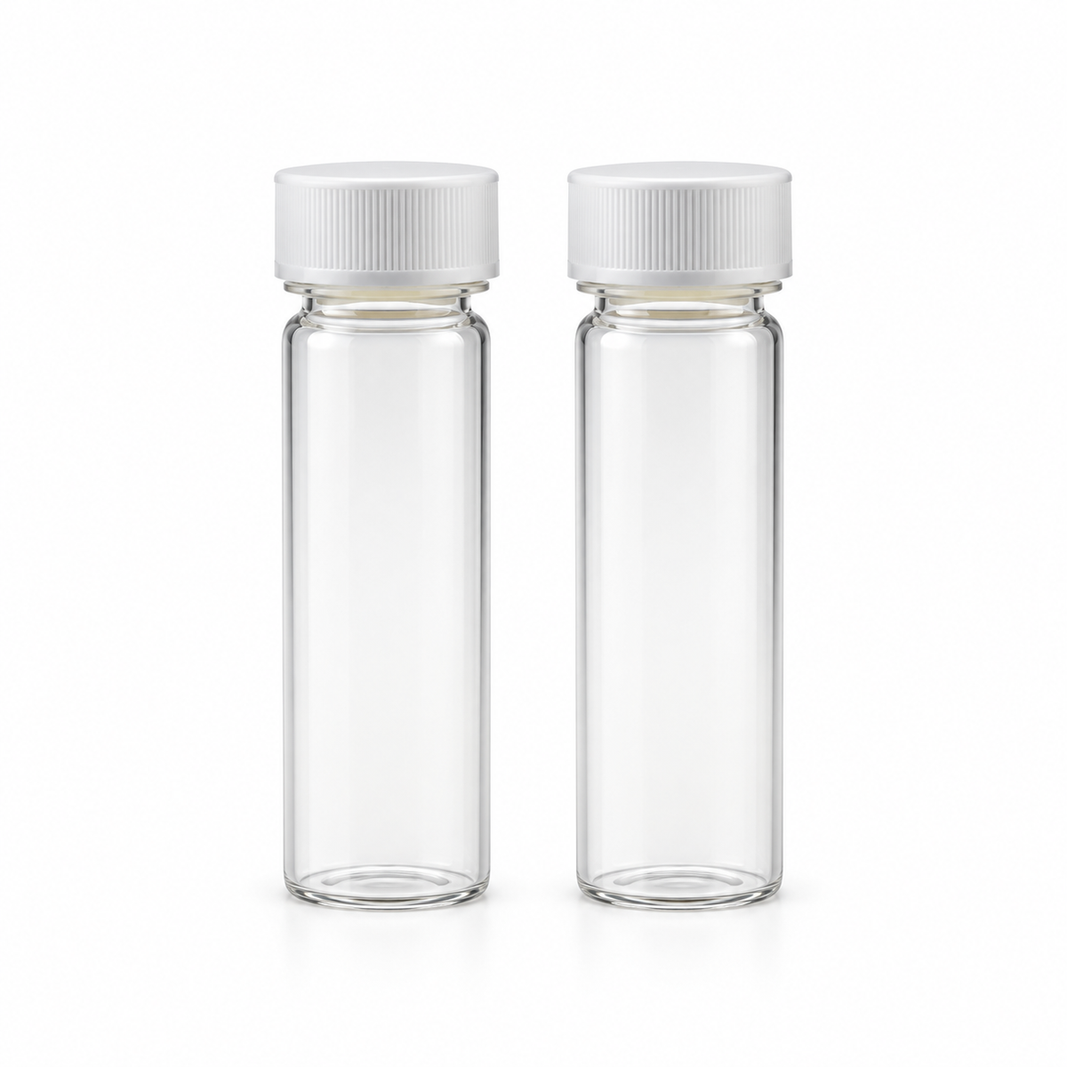 Glass EPA/TOC Vial 24-414 White Open Top PP Screw Cap with 22mm Natural PTFE/White Silicone 3.0mm thick Septa (EPA Quality) and Dust Cover – professional product image