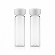Glass EPA/TOC Vial 24-414 White Open Top PP Screw Cap with 22mm Natural PTFE/White Silicone 3.0mm thick Septa (EPA Quality) and Dust Cover – professional product image