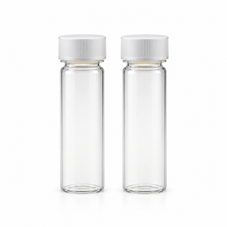 Glass EPA/TOC Vial 24-414 White Open Top PP Screw Cap with 22mm Natural PTFE/White Silicone 3.0mm thick Septa (EPA Quality) and Dust Cover – professional product image