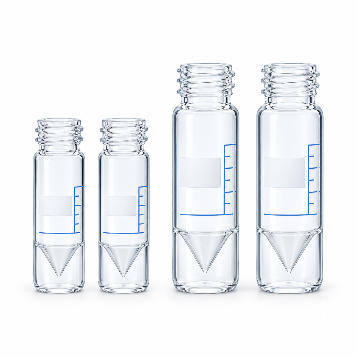 Clear graduated high-recovery vials in 1 mL and 3.5 mL sizes