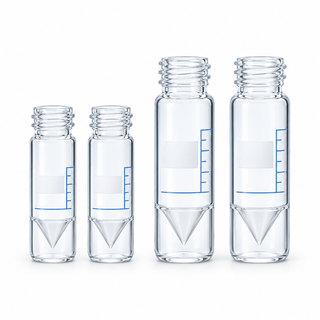 Clear graduated high-recovery vials in 1 mL and 3.5 mL sizes