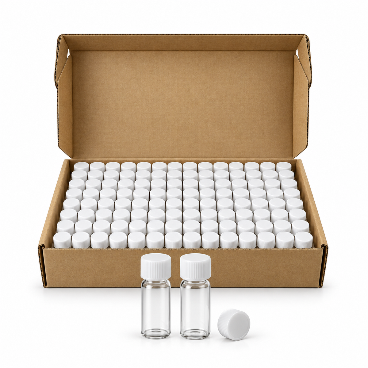 Preassembled 8mL Glass Vial Kits with 15-425 Closed-Top PP Caps, 144pcs/pk – professional product image
