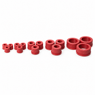 Representative red PBT GL-series cap range