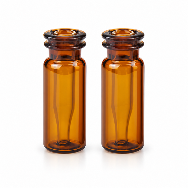 Representative amber 11 mm snap-top micro-vials with internal inserts