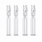 Clear glass vial micro-inserts on a pure white background