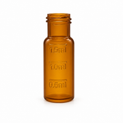 2 mL amber 9-425 PP screw vial with graduations on a pure white background