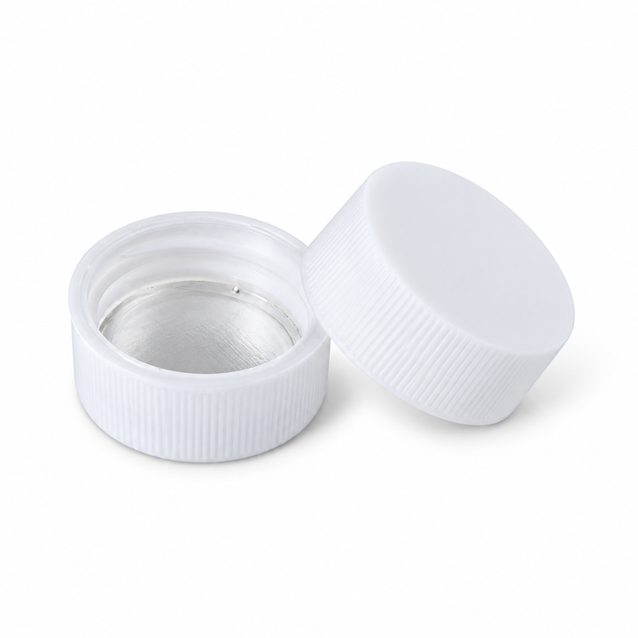 22-400 white closed-top urea cap with a clean white centre on a pure white background