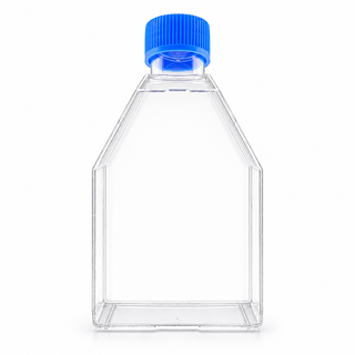Cell culture flask on a pure white background