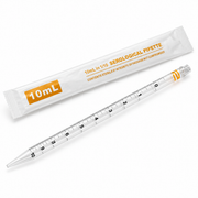 10 mL sterile serological pipette on a pure white background